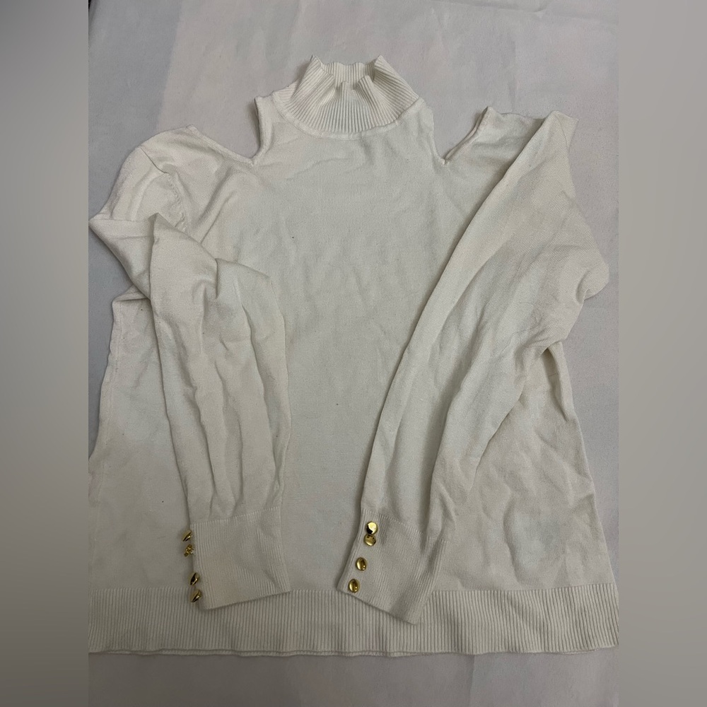 Cable & Gauge Cream Sweater with Gold Buttons